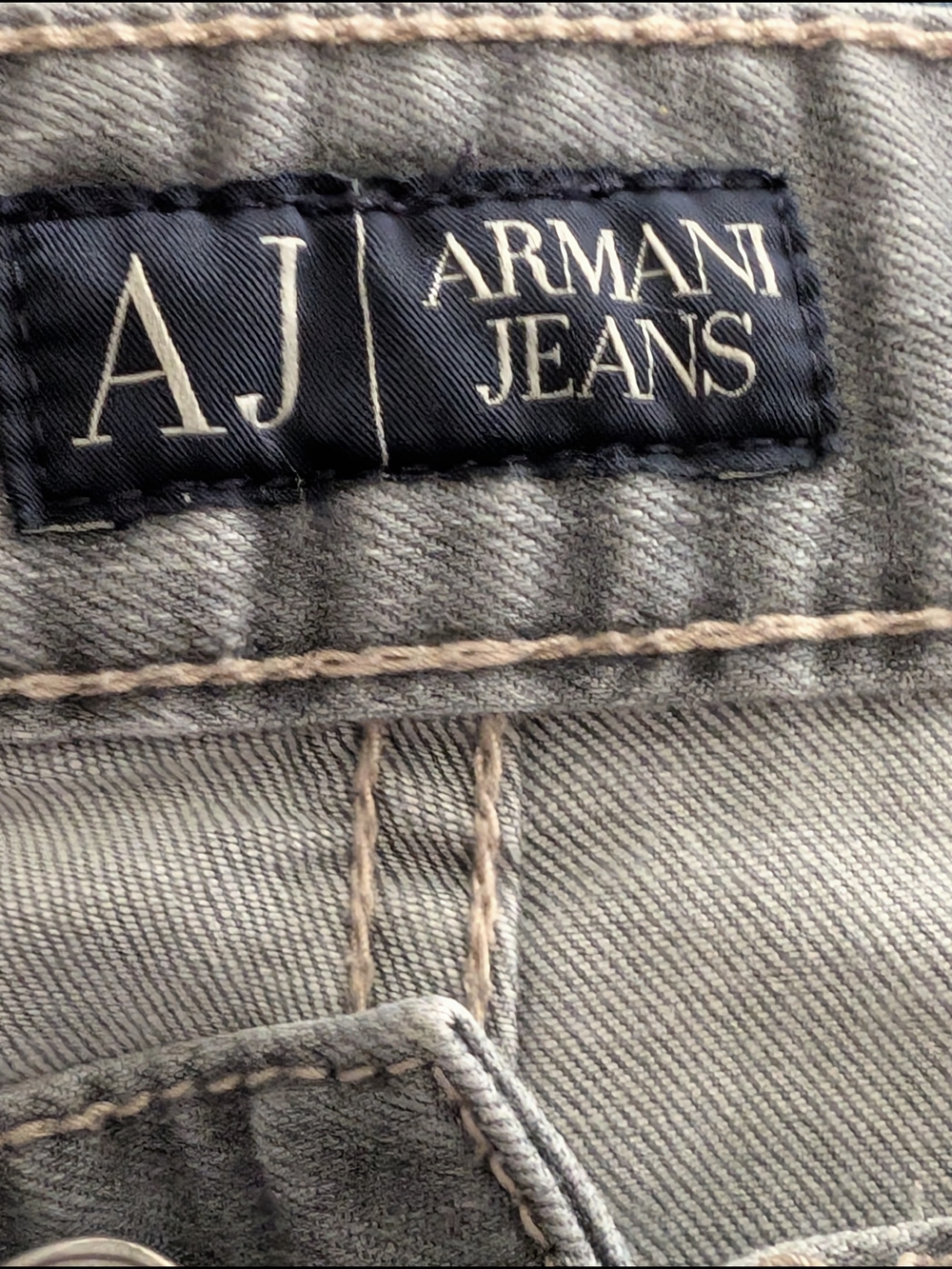 Armani Jeans Unisex Gray Denim Jeans with Contrast Stitching